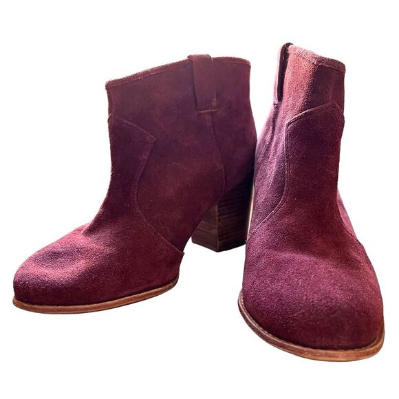 Splendid Lakota Leather Suede Chunky Heel Ankle Booties 10 - Picture 2 of 11